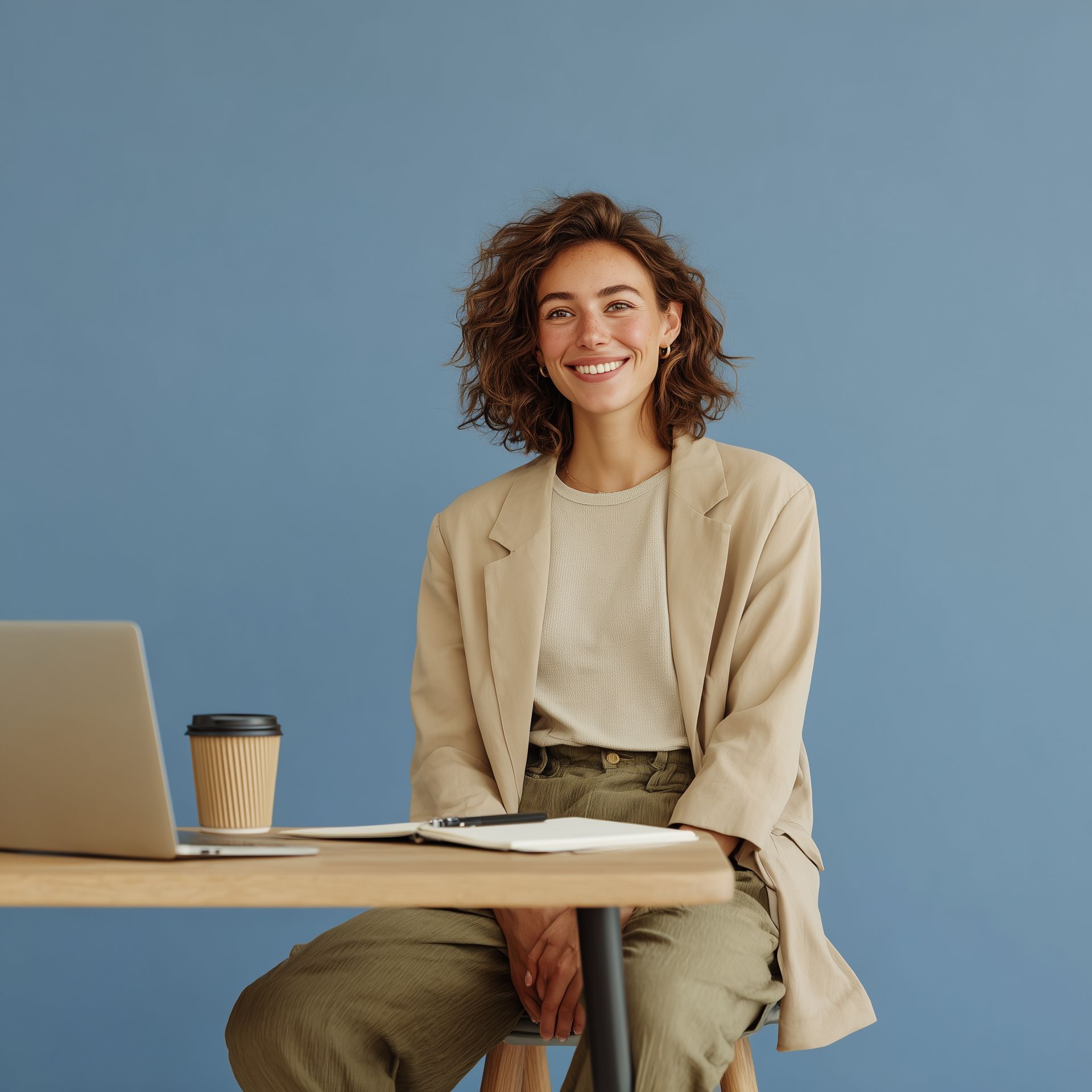Program leader working at a laptop